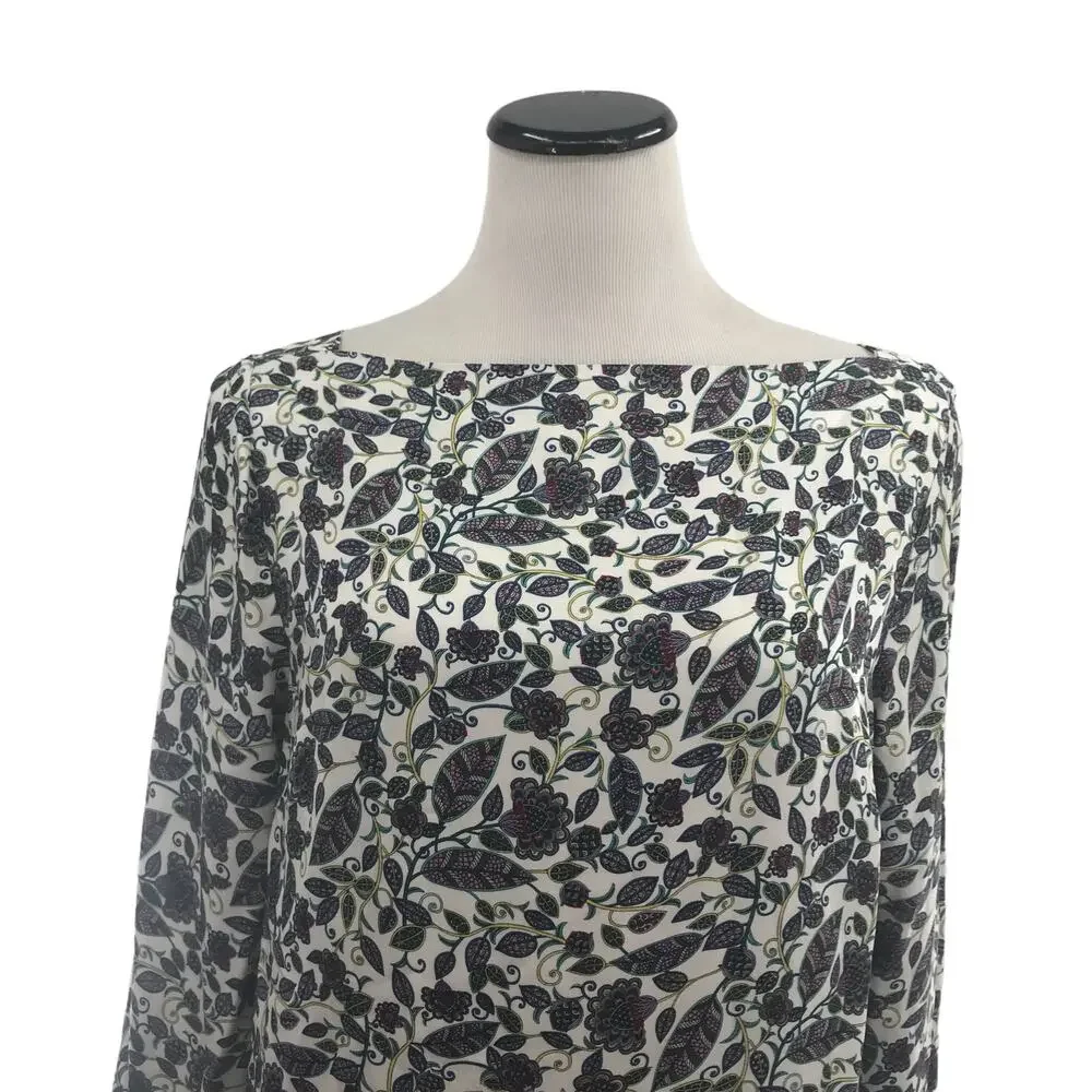 J. Crew Ivory Jungle Floral Drapey Boatneck Top